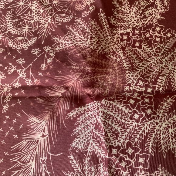 Vintage 1970s Burgundy Feather Print Poly Scarf - Picture 11 of 13